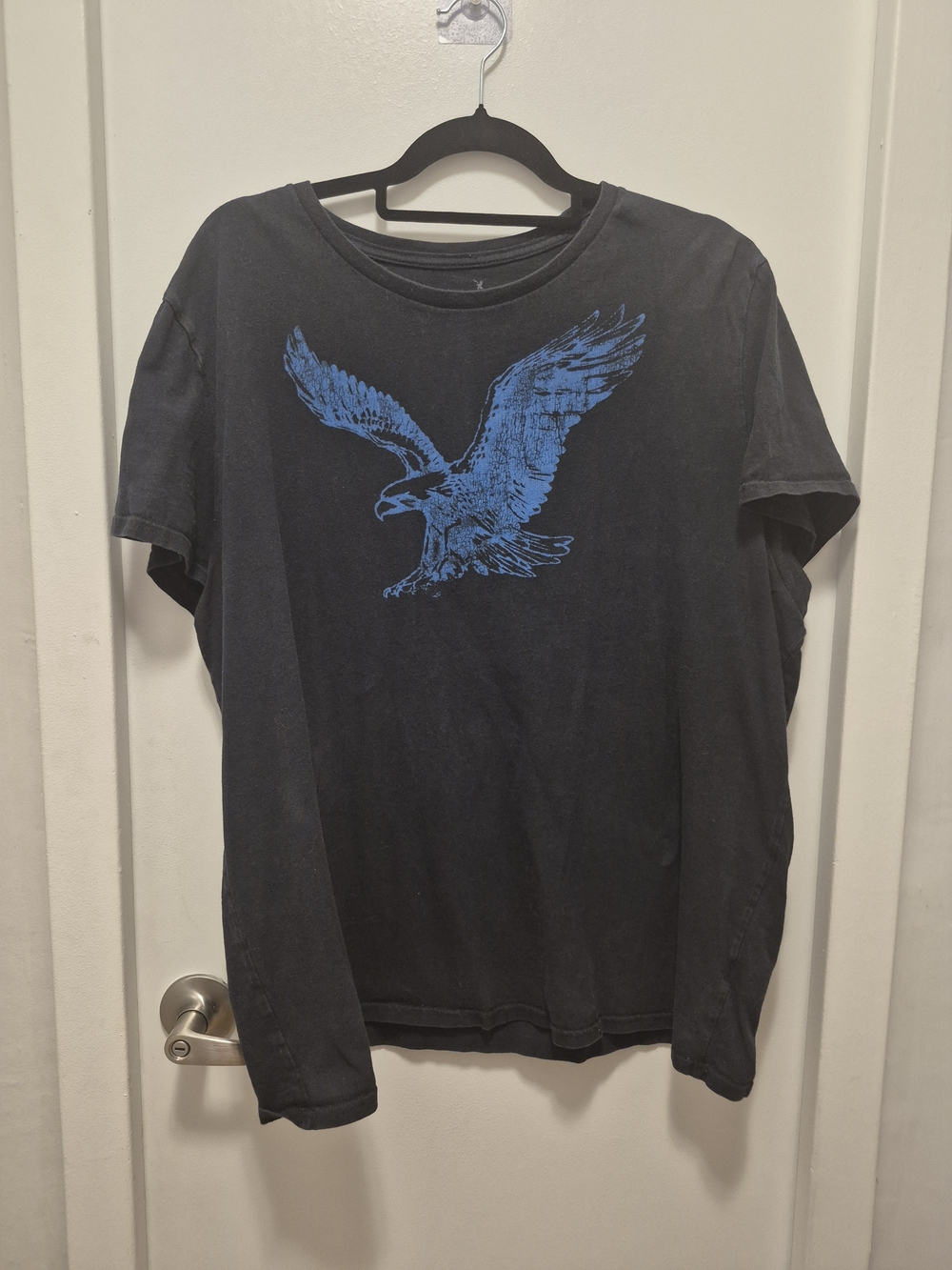 American Eagle Outfitters Black Tee with Blue Eagle Graphic